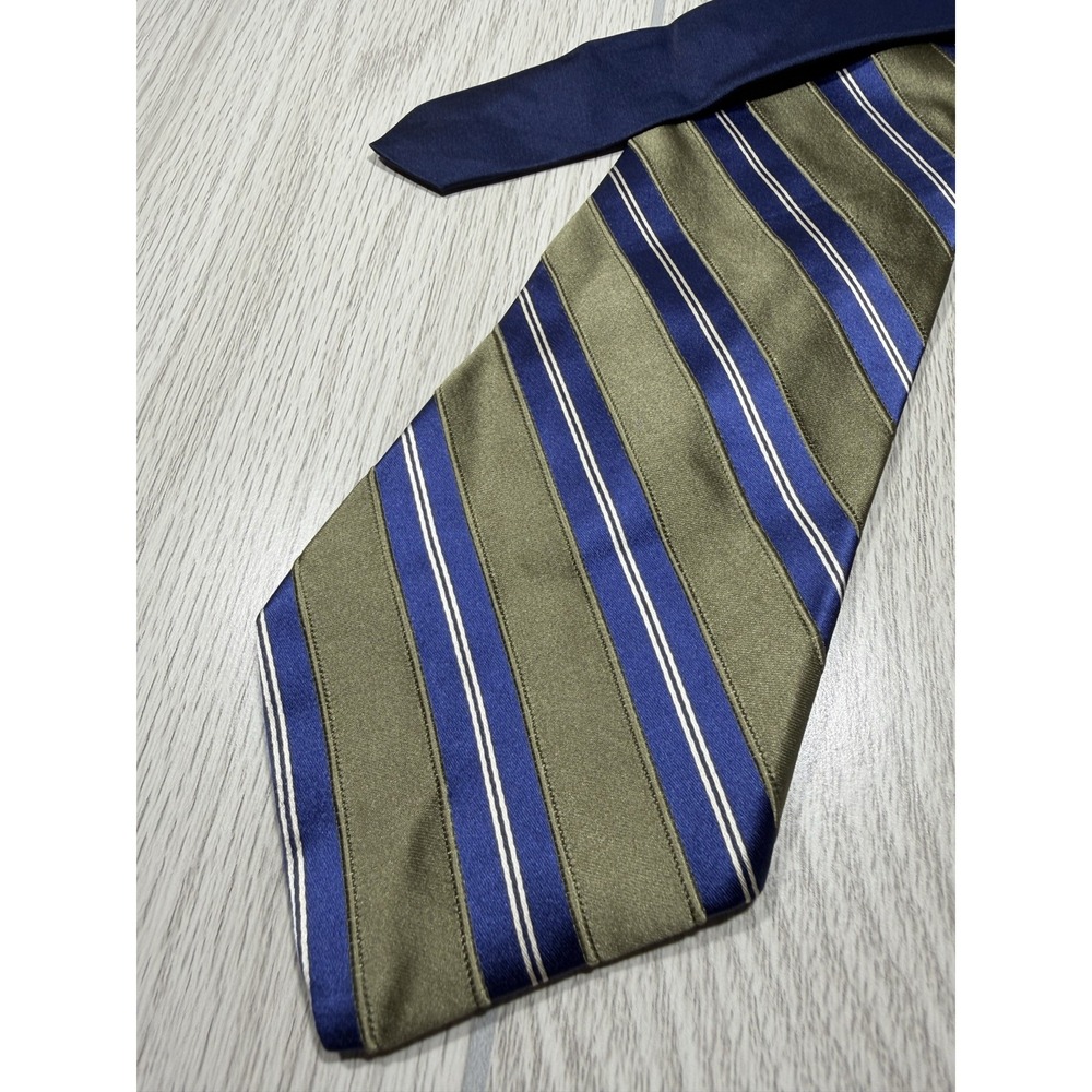 Tommy Hilfiger Tie Mens One Size Green 100% Silk Striped Designer Classic USA